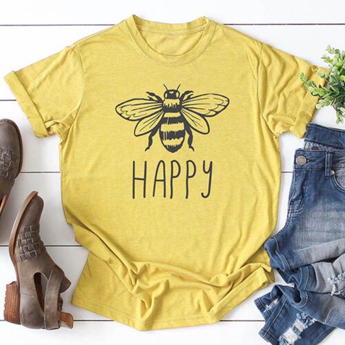 Vegan Bee Happy T-shirt